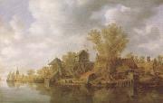 Jan van Goyen River Landscape (mk08) oil painting on canvas